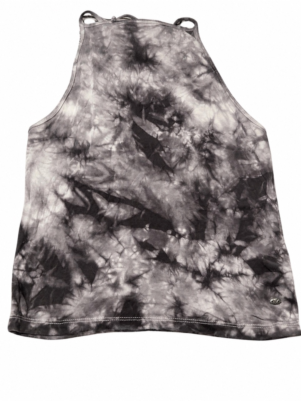 American Eagle Outfitters Black & White Tie-Dye Halter Tank
